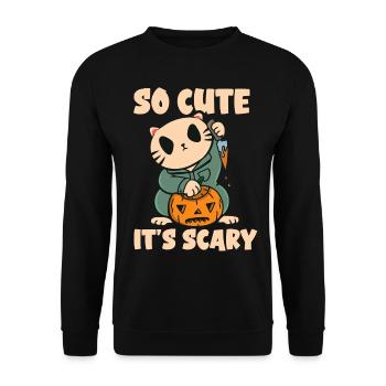 Cat Pumpkin Halloween Outfit So Cute It's Scary - Unisex Sweatshirt - black - Front - Alina (178cm) & Michal (187cm)