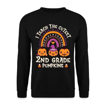Halloween I Teach The Cutest 2nd Grade Pumpkins - Unisex Sweatshirt - black - Front - Alina (178cm) & Michal (187cm)
