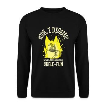 Halloween Cowboy Skelett Spaß Reiten - Unisex Pullover - Schwarz - Vorne - Alina (178cm) & Michal (187cm)