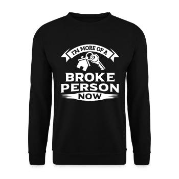 Neuer Hausbesitzer Einweihung Lustig Pleite - Unisex Pullover - Schwarz - Vorne - Alina (178cm) & Michal (187cm)