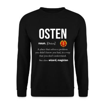 Ossi Geschenk Ostdeutschland NVA Germania Osten - Unisex Pullover - Schwarz - Vorne - Alina (178cm) & Michal (187cm)