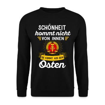 Ostdeutschland Tshirt Herren Ossi Dresden NVA DDR - Unisex Pullover - Schwarz - Vorne - Alina (178cm) & Michal (187cm)