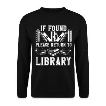 If Found Please Return to Library - Unisex Sweatshirt - black - Front - Alina (178cm) & Michal (187cm)