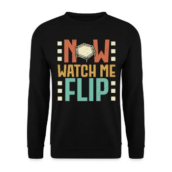 Now Watch Me Flip Trampolining Trampolin - Unisex Pullover - Schwarz - Vorne - Alina (178cm) & Michal (187cm)