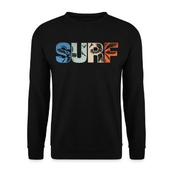 Surf Beach And Palm Trees - Unisex Pullover - Schwarz - Vorne - Alina (178cm) & Michal (187cm)