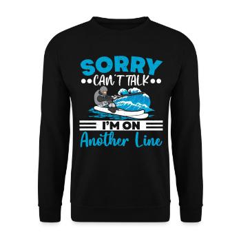 Sorry Can't Talk I'm On Another Line Waterski - Unisex Sweatshirt - black - Front - Alina (178cm) & Michal (187cm)