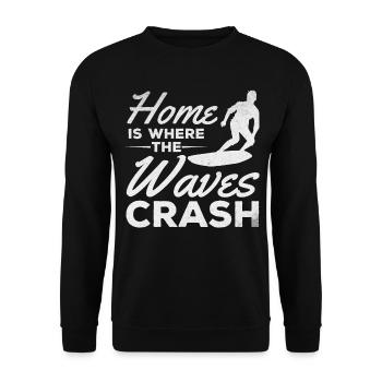 Surfer Home est l’endroit où les vagues s’écrasent - Sweat-shirt Unisexe - noir - Devant - Alina (178cm) & Michal (187cm)