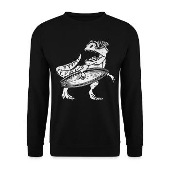 Surfing DInosaur Surfer - Unisex Pullover - Schwarz - Vorne - Alina (178cm) & Michal (187cm)