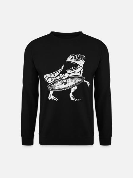 Surfing DInosaur Surfer - Unisex Sweatshirt - black