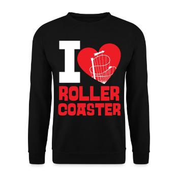 Roller Coaster Heart I Love Roller - Unisex Pullover - Schwarz - Vorne - Alina (178cm) & Michal (187cm)