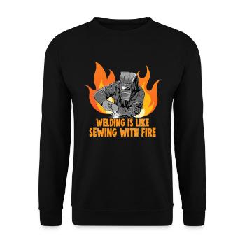 Welder slogan design for metal workers - Unisex Sweatshirt - black - Front - Alina (178cm) & Michal (187cm)