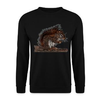 Squirrel Art Forest Animal Design with Rodent - Unisex Sweatshirt - black - Front - Alina (178cm) & Michal (187cm)