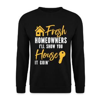 Neue Hauseigentümer Einweihung Frisch - Unisex Pullover - Schwarz - Vorne - Alina (178cm) & Michal (187cm)