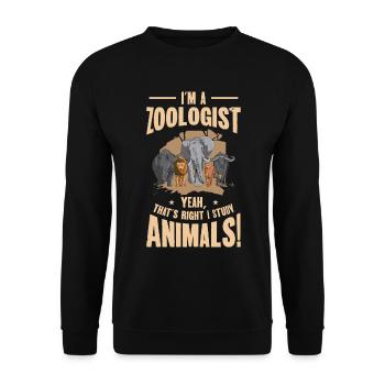 Zoologe Wildtiere Natur Studieren Zootiere - Unisex Pullover - Schwarz - Vorne - Alina (178cm) & Michal (187cm)