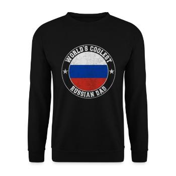 Worlds coolest russian dad - Unisex Pullover - Schwarz - Vorne - Alina (178cm) & Michal (187cm)