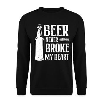 Beer Never Broke My Heart Festival Bier - Unisex Pullover - Schwarz - Vorne - Alina (178cm) & Michal (187cm)