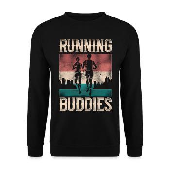 Running Runner Half Marathon - Unisex Sweatshirt - black - Front - Alina (178cm) & Michal (187cm)