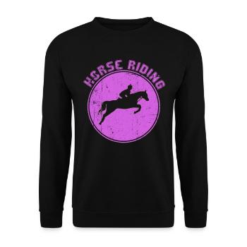 Pferde Reiten - Unisex Pullover - Schwarz - Vorne - Alina (178cm) & Michal (187cm)