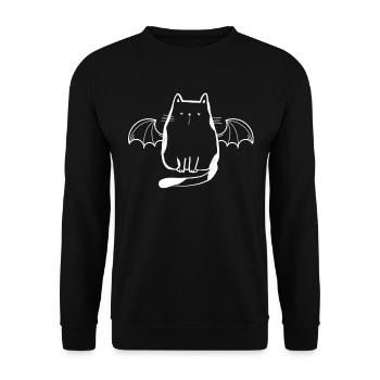 Halloween Cat Lover Cat Bat Wing Halloween Cat - Unisex Pullover - Schwarz - Vorne - Alina (178cm) & Michal (187cm)