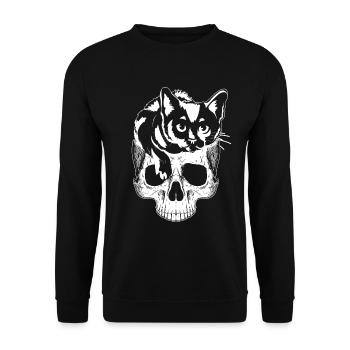 Cat Halloween Cat Lover Funny Cat Halloween Cat - Unisex Pullover - Schwarz - Vorne - Alina (178cm) & Michal (187cm)