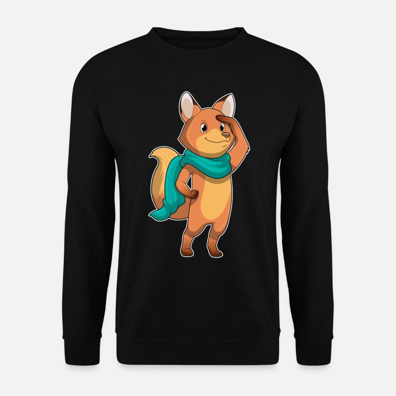 Fox with scarf - Unisex Sweatshirt - black