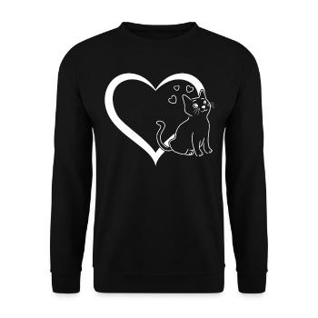 Katzenliebhaber - Katzenherz Katzenbesitzer - Unisex Pullover - Schwarz - Vorne - Alina (178cm) & Michal (187cm)