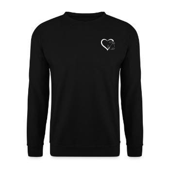 Katzenherz - Katzenbesitzer - Unisex Pullover - Schwarz - Vorne - Alina (178cm) & Michal (187cm)