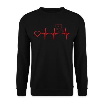 Cat Heartbeat Cat Lovers - Cute Cat - Unisex Sweatshirt - black - Front - Alina (178cm) & Michal (187cm)