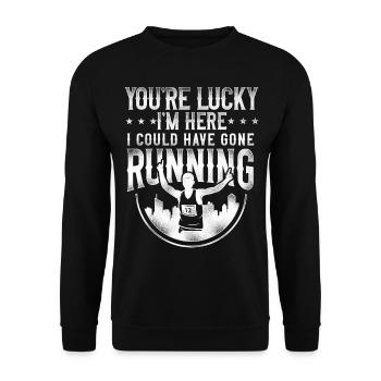 Running Runner Half Marathon - Unisex Sweatshirt - black - Front - Alina (178cm) & Michal (187cm)