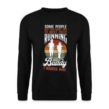 Running Runner Half Marathon - Unisex Pullover - Schwarz - Vorne - Alina (178cm) & Michal (187cm)