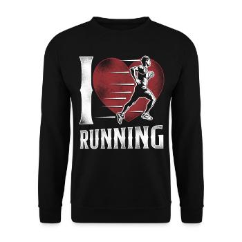 Running Runner Half Marathon Heart - Unisex Pullover - Schwarz - Vorne - Alina (178cm) & Michal (187cm)