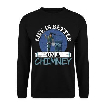 Life is better with a chimney Job - Unisex Sweatshirt - black - Front - Alina (178cm) & Michal (187cm)