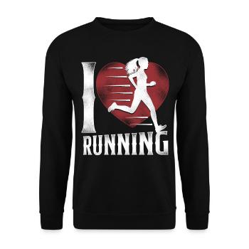 Running Runner Half Marathon Heart - Unisex Pullover - Schwarz - Vorne - Alina (178cm) & Michal (187cm)