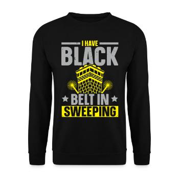 I have the black belt in sweeping Schornstei - Unisex Sweatshirt - black - Front - Alina (178cm) & Michal (187cm)