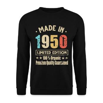 Made in 1950 Vintage Retro Limited Edition - Unisex Sweatshirt - black - Front - Alina (178cm) & Michal (187cm)