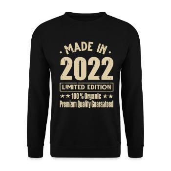 Made in 2022 Vintage Retro Limited Edition - Unisex Pullover - Schwarz - Vorne - Alina (178cm) & Michal (187cm)