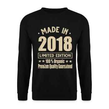 Fabriqué en 2018 Vintage Retro Limited Edition - Sweat-shirt Unisexe - noir - Devant - Alina (178cm) & Michal (187cm)