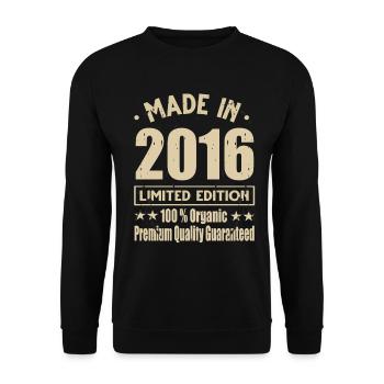 Made in 2016 Vintage Retro Limited Edition - Unisex Pullover - Schwarz - Vorne - Alina (178cm) & Michal (187cm)