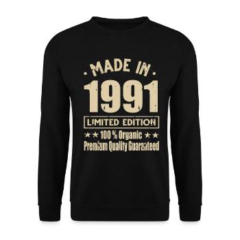 Fabriqué en 1991 Vintage Retro Limited Edition - Sweat-shirt Unisexe - noir - Devant - Alina (178cm) & Michal (187cm)