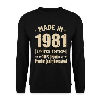 Fabriqué en 1981 Vintage Retro Limited Edition - Sweat-shirt Unisexe - noir - Devant - Alina (178cm) & Michal (187cm)