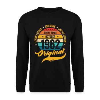 Rétro 60 ans Octobre 1962 Anniversaire Vintage - Sweat-shirt Unisexe - noir - Devant - Alina (178cm) & Michal (187cm)