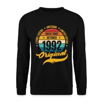 Rétro 30 ans Octobre 1992 Anniversaire Vintage - Sweat-shirt Unisexe - noir - Devant - Alina (178cm) & Michal (187cm)