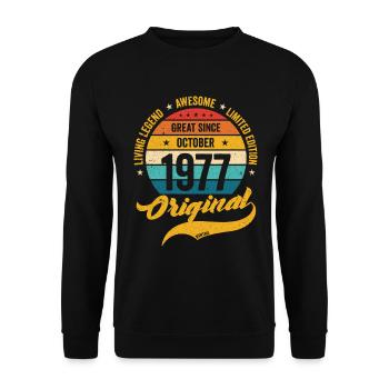 Rétro 45 ans Octobre 1977 Anniversaire Vintage - Sweat-shirt Unisexe - noir - Devant - Alina (178cm) & Michal (187cm)