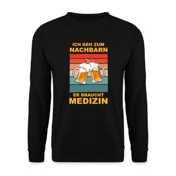 I'm going to the neighbor's beer, favorite neighbor, neighbor - Unisex Sweatshirt - black - Front - Alina (178cm) & Michal (187cm)