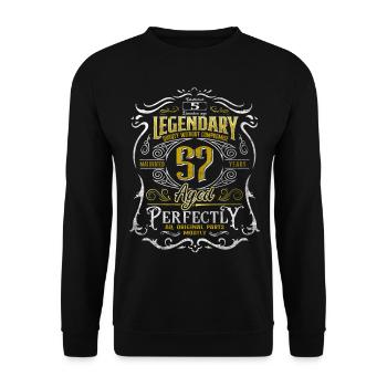 Legendary 57 Year Old Aged Perfectly 57th Birthday - Unisex Sweatshirt - black - Front - Alina (178cm) & Michal (187cm)