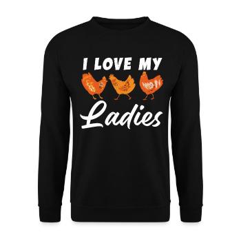 I Love My Ladies Hühnerküken Küken Hühner - Unisex Pullover - Schwarz - Vorne - Alina (178cm) & Michal (187cm)