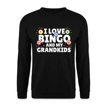 I Love Bingo And My Grandkids Lustiges Bingo - Unisex Pullover - Schwarz - Vorne - Alina (178cm) & Michal (187cm)
