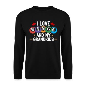 I Love Bingo And My Grandkids Lustiges Bingo - Unisex Pullover - Schwarz - Vorne - Alina (178cm) & Michal (187cm)