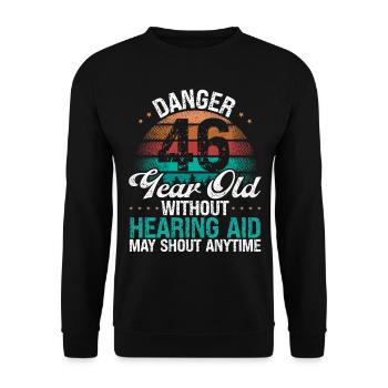 46 Idée d’anniversaire L’humour peut crier drôle 46 ans - Sweat-shirt Unisexe - noir - Devant - Alina (178cm) & Michal (187cm)