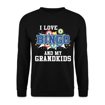 I Love Bingo And My Grandkids Lustiges Bingo - Unisex Pullover - Schwarz - Vorne - Alina (178cm) & Michal (187cm)